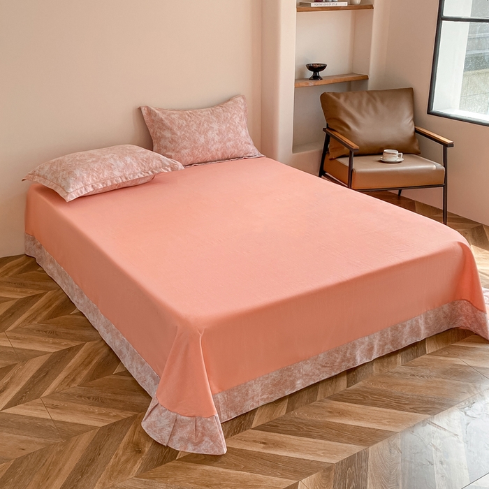 91家纺网 家纺一手货源 找家纺 大吉 2025新款加厚活性喷气磨毛棉四件套被套床单床笠学生单人三件套 印象-粉