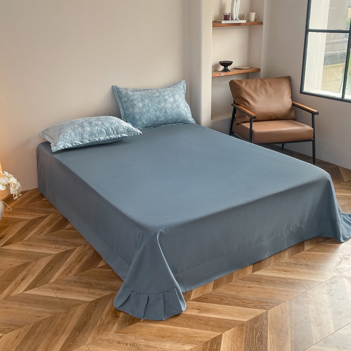 91家纺网 家纺一手货源 找家纺 大吉 2025新款加厚活性喷气磨毛棉四件套被套床单床笠学生单人三件套 印象-蓝