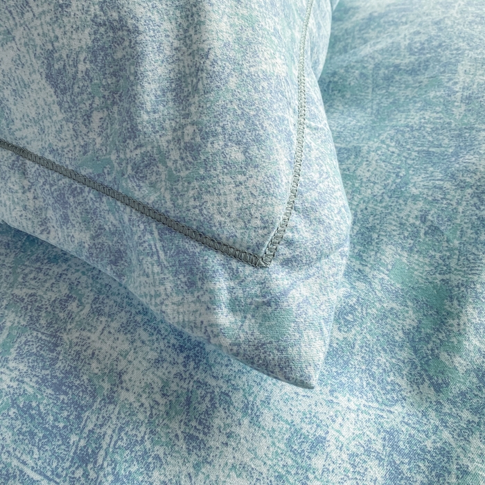 91家纺网 家纺一手货源 找家纺 大吉 2025新款加厚活性喷气磨毛棉四件套被套床单床笠学生单人三件套 印象-蓝