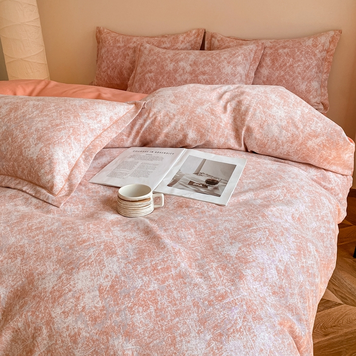 91家纺网 家纺一手货源 找家纺 大吉  2024新款加厚喷气全棉磨毛被套 印象-粉