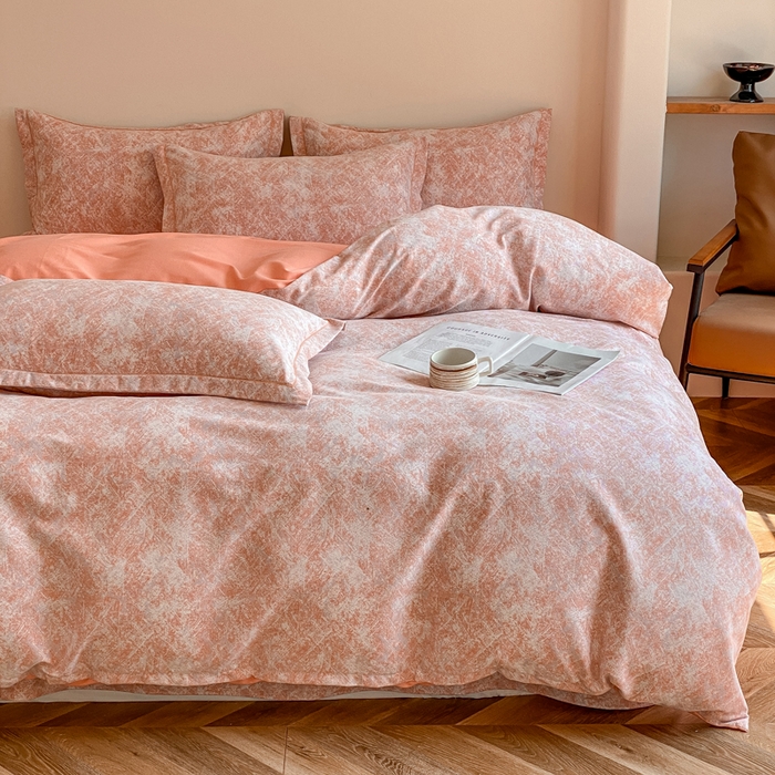 91家纺网 家纺一手货源 找家纺 大吉  2024新款加厚喷气全棉磨毛被套 印象-粉