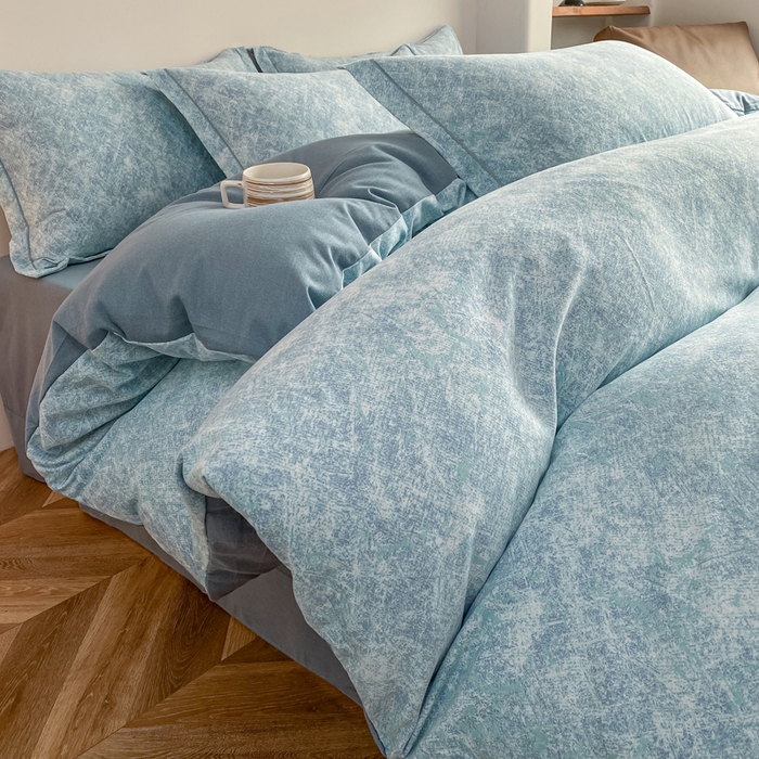 91家纺网 家纺一手货源 找家纺 大吉  2024新款加厚喷气全棉磨毛被套 印象-蓝