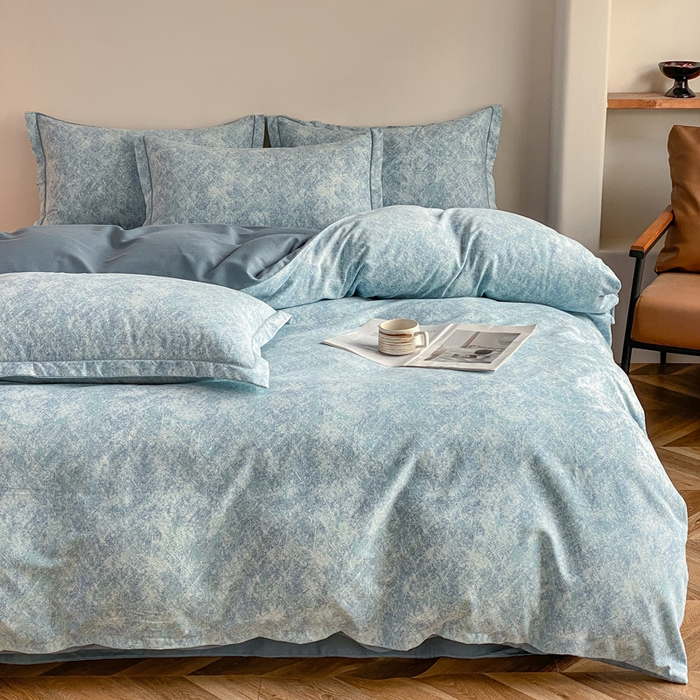 91家纺网 家纺一手货源 找家纺 大吉  2024新款加厚喷气全棉磨毛被套 印象-蓝