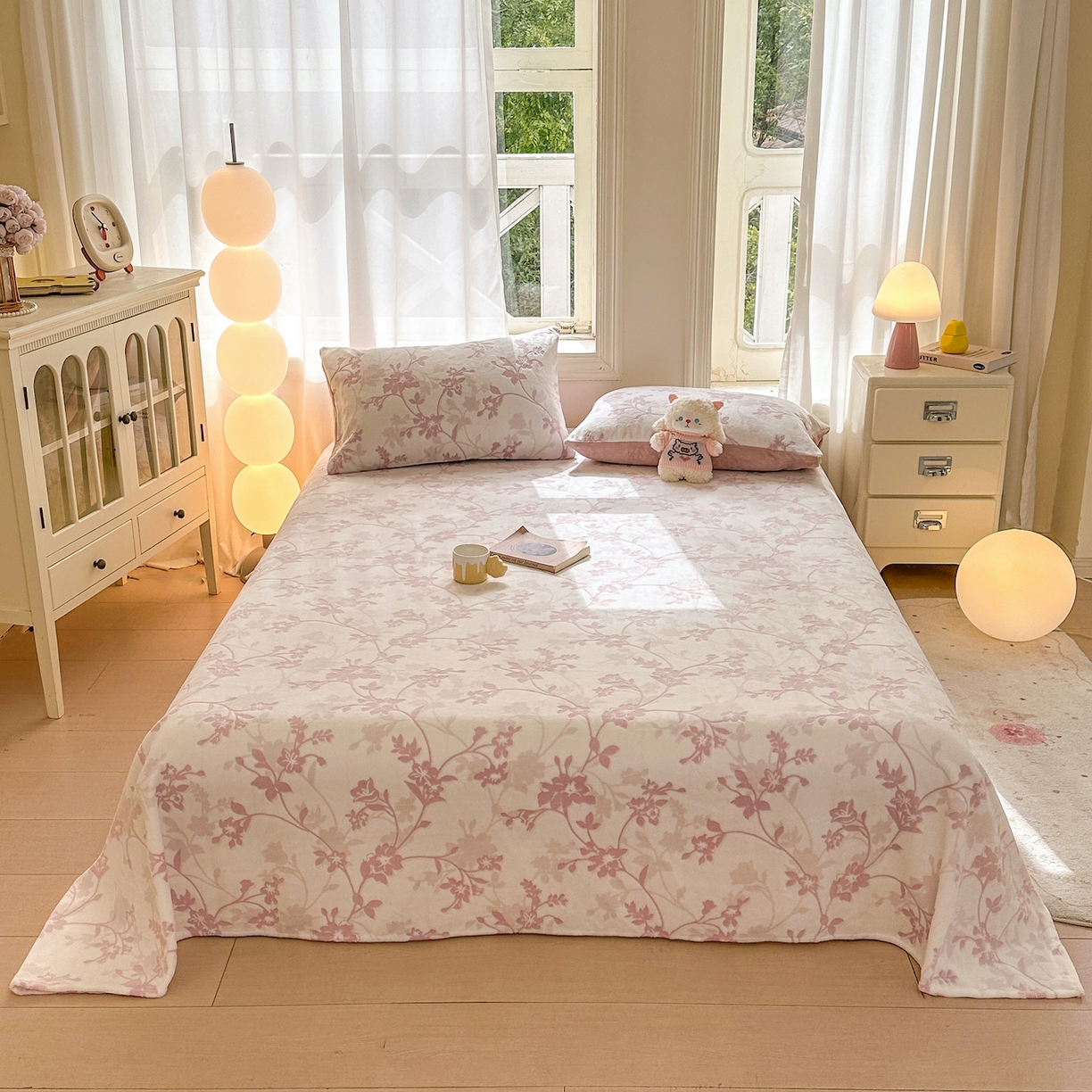 91家纺网 家纺一手货源 找家纺 灰鲸 2025新款立体雕花牛奶绒床单单床单单品床单单件 繁花-粉