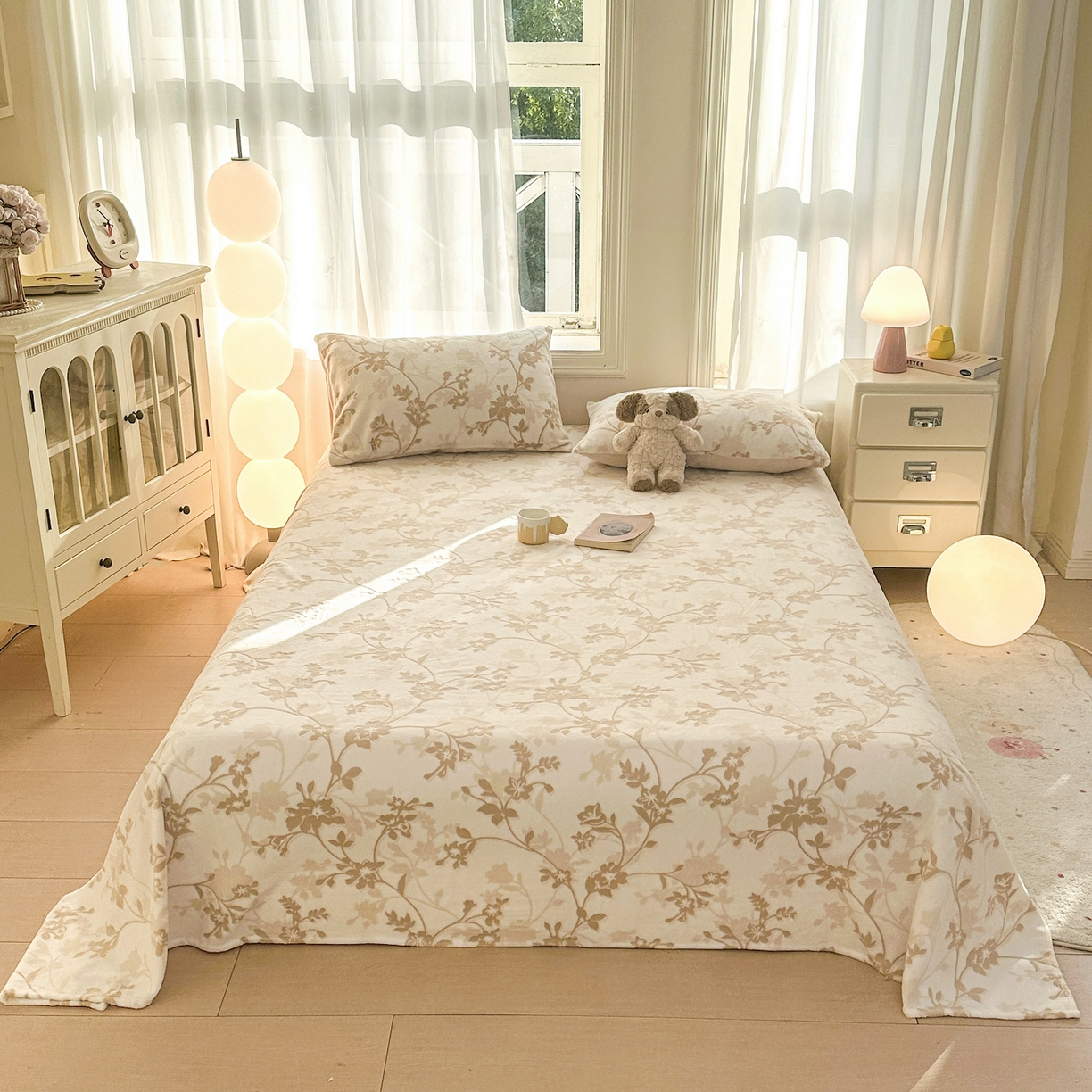 91家纺网 家纺一手货源 找家纺 灰鲸 2025新款立体雕花牛奶绒床单单床单单品床单单件 繁花-杏