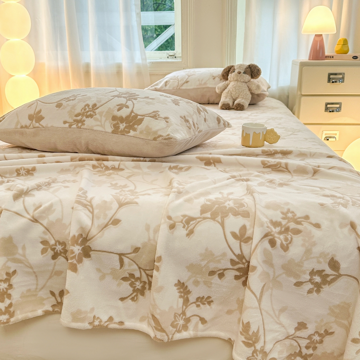 91家纺网 家纺一手货源 找家纺 灰鲸 2025新款立体雕花牛奶绒床单单床单单品床单单件 繁花-杏