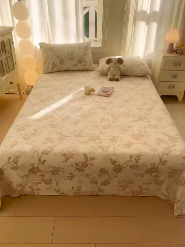 91家纺网 家纺一手货源 找家纺 灰鲸 2025新款立体雕花牛奶绒床单单床单单品床单单件 繁花-杏