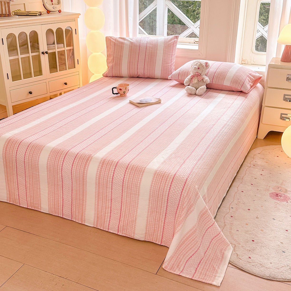 91家纺网 家纺一手货源 找家纺 灰鲸 2025新款立体雕花牛奶绒床单单床单单品床单单件 泛歌-粉