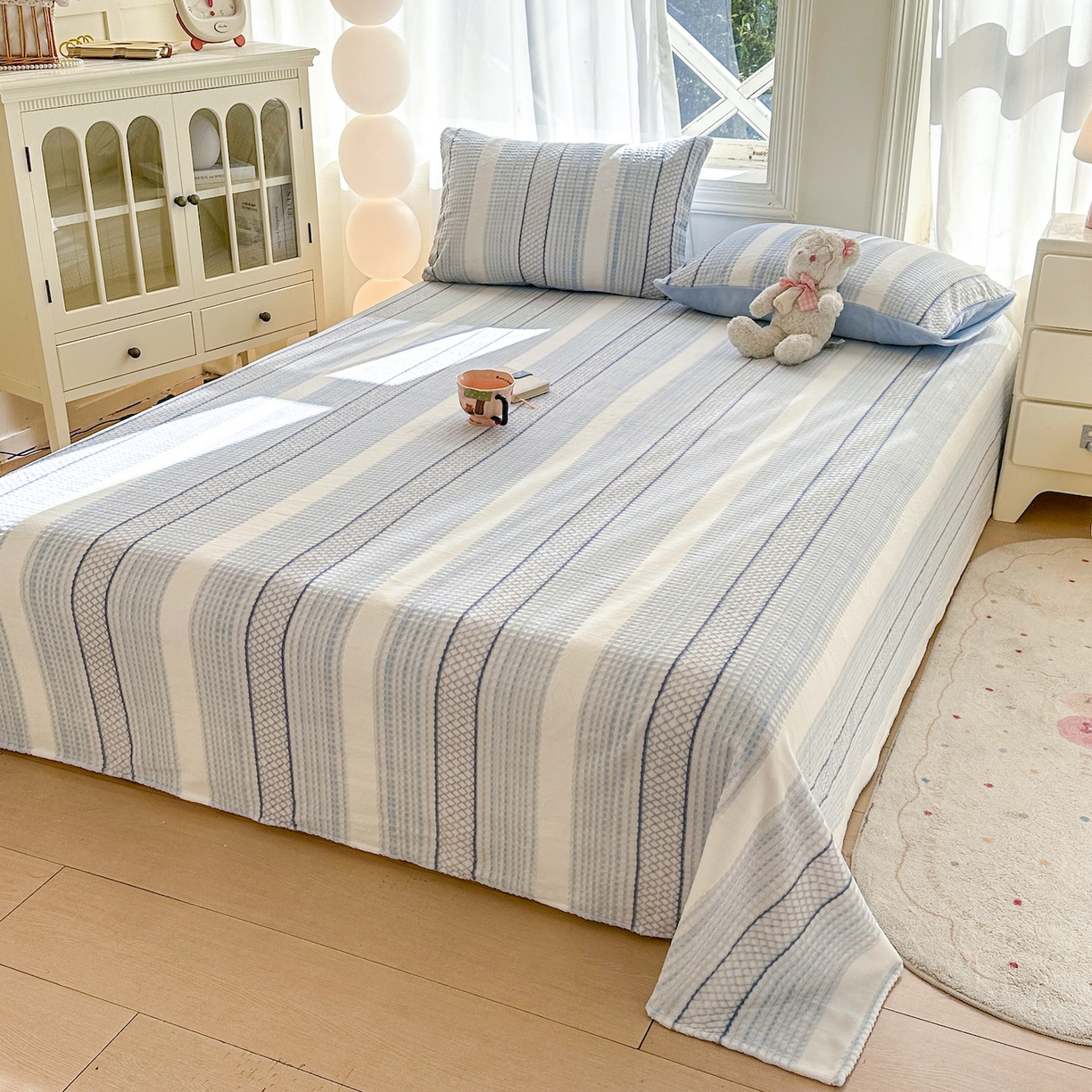 91家纺网 家纺一手货源 找家纺 灰鲸 2025新款立体雕花牛奶绒床单单床单单品床单单件 泛歌-蓝