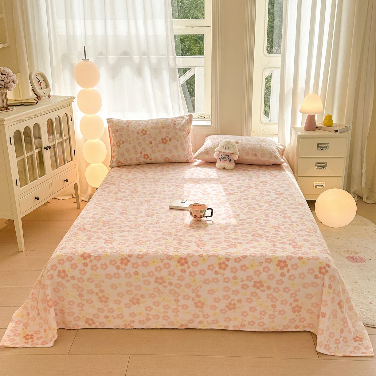 91家纺网 家纺一手货源 找家纺 灰鲸 2025新款立体雕花牛奶绒床单单床单单品床单单件 花海-粉