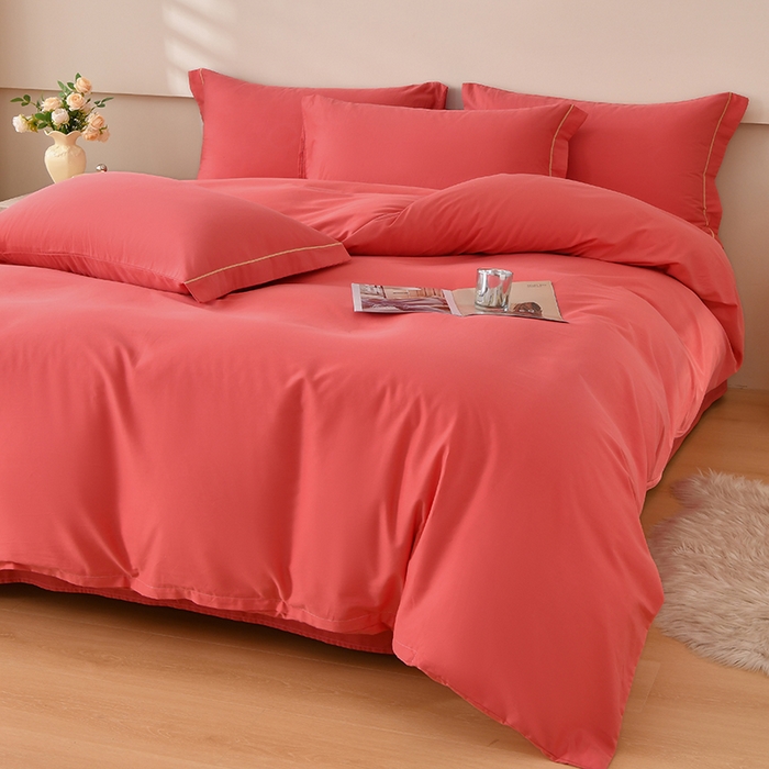 91家纺网 家纺一手货源 找家纺 （总）宇彬家纺 2026直播热新款A类13374全棉一字绣宽边枕套被套纯色四件套贡缎新疆长绒匹马棉轻奢缩水足可定做