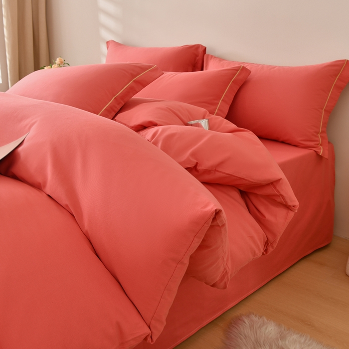 91家纺网 家纺一手货源 找家纺 （总）宇彬家纺 2026直播热新款A类13374全棉一字绣宽边枕套被套纯色四件套贡缎新疆长绒匹马棉轻奢缩水足可定做