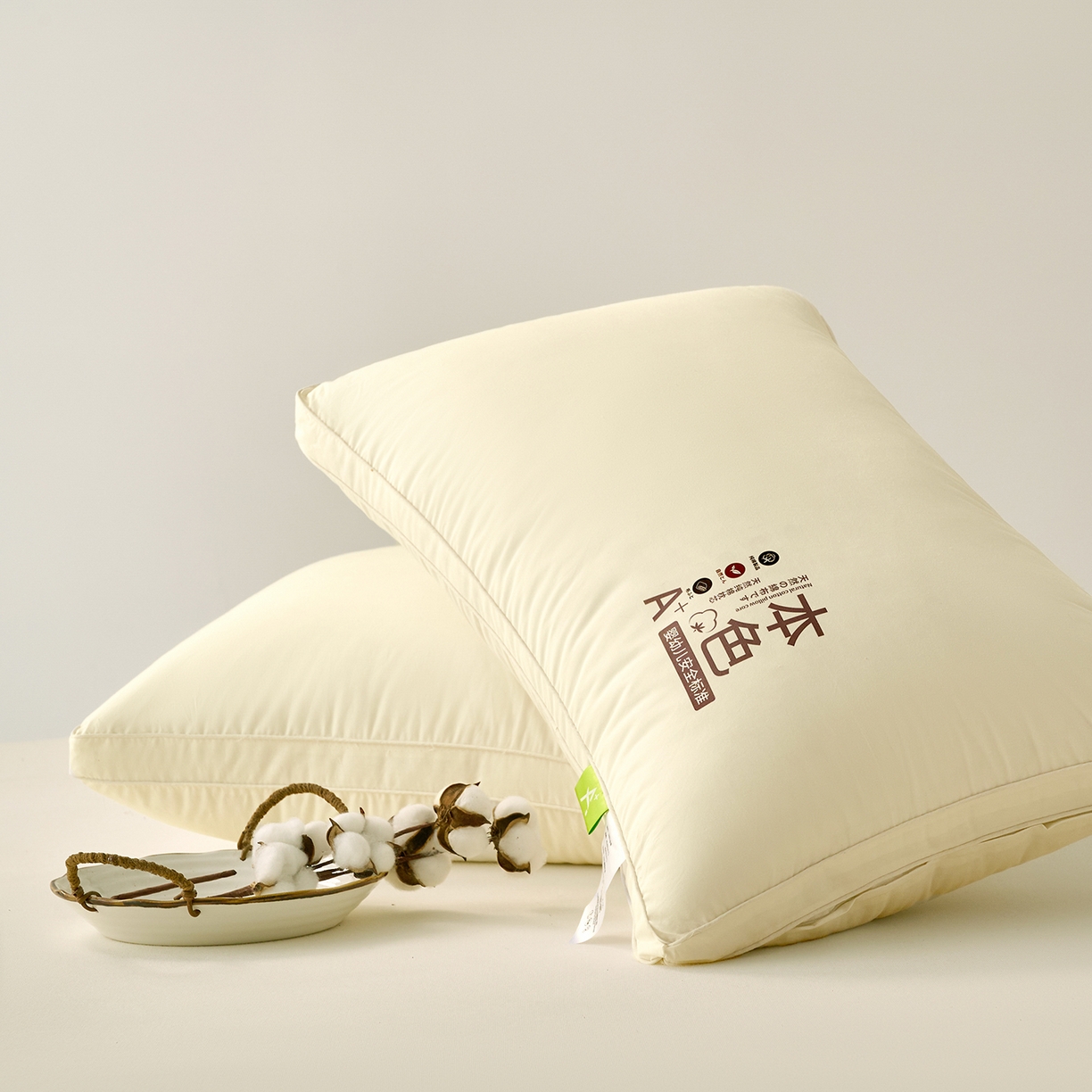 91家纺网 家纺一手货源 找家纺 鼎晟纺 2025新款全棉天然本色亲肤舒适枕儿童学生枕头成人枕芯 全棉本色双边款