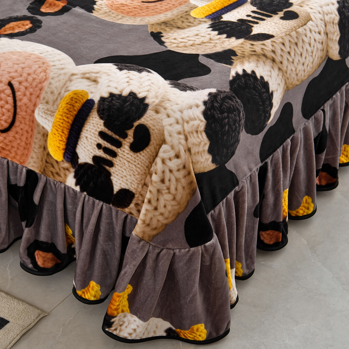 91家纺网 家纺一手货源 找家纺 缘莉娜家纺 2025高克重8斤牛奶绒四件套金貂绒法莱绒加厚保暖直播电商爆款 萌牛牛