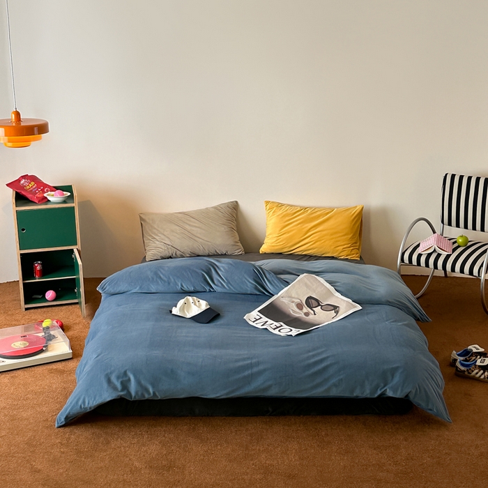 91家纺网 家纺一手货源 找家纺 （总）例外 2025新款日式良品190克高克重天鹅绒HD混搭系列四件套