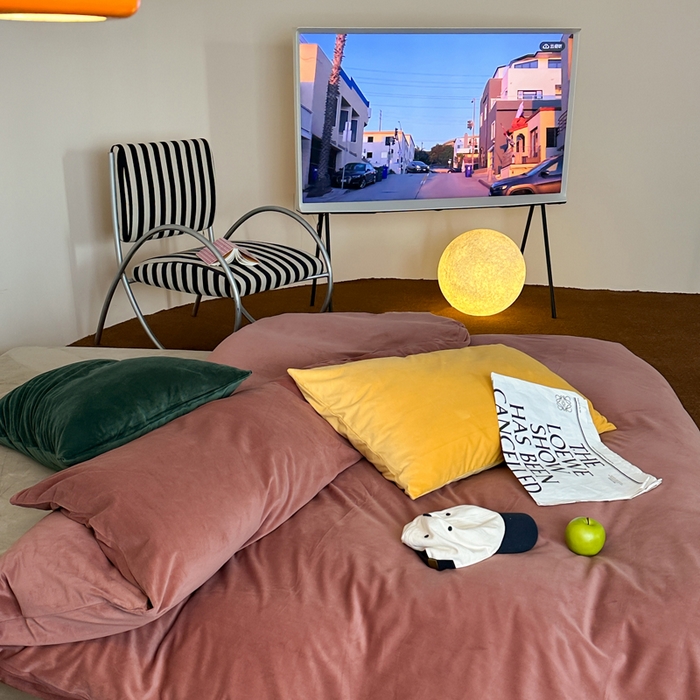 91家纺网 家纺一手货源 找家纺 （总）例外 2025新款日式良品190克高克重天鹅绒HD混搭系列四件套