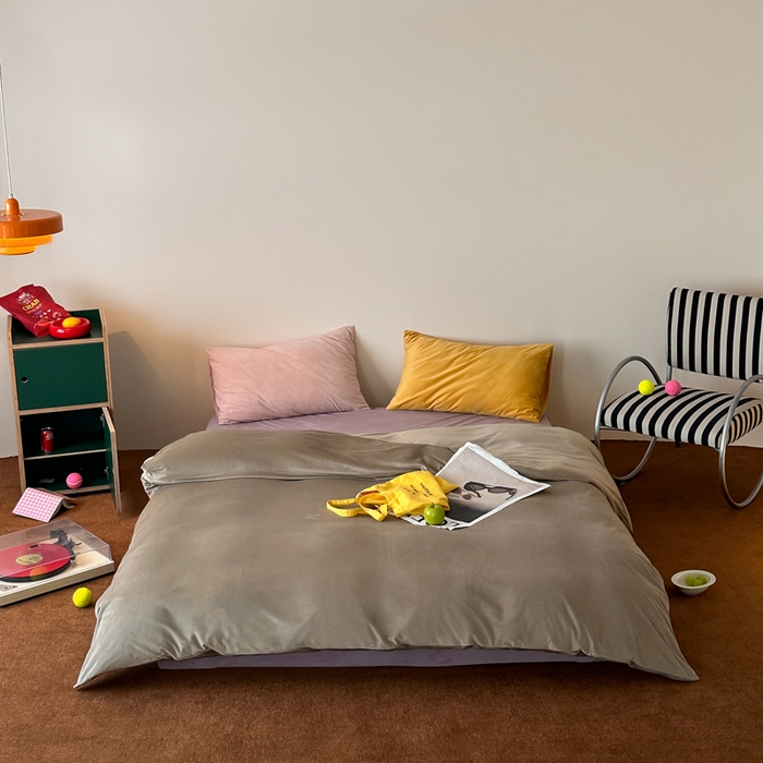 91家纺网 家纺一手货源 找家纺 （总）例外 2025新款日式良品190克高克重天鹅绒HD混搭系列四件套