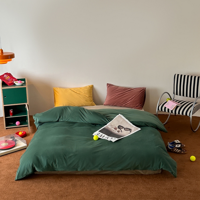 91家纺网 家纺一手货源 找家纺 （总）例外 2025新款日式良品190克高克重天鹅绒HD混搭系列四件套