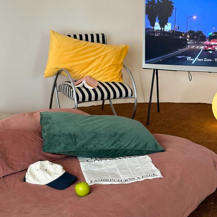 91家纺网 家纺一手货源 找家纺 例外 2025新款日式良品190克高克重天鹅绒HD混搭系列四件套 HD焦糖