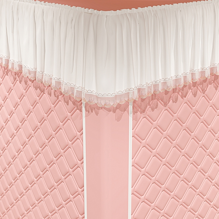 91家纺网 家纺一手货源 找家纺 海虹蚊帐 2025新款加高内穿U型三门2402保暖款夹棉防尘顶坐床蚊帐 浅粉