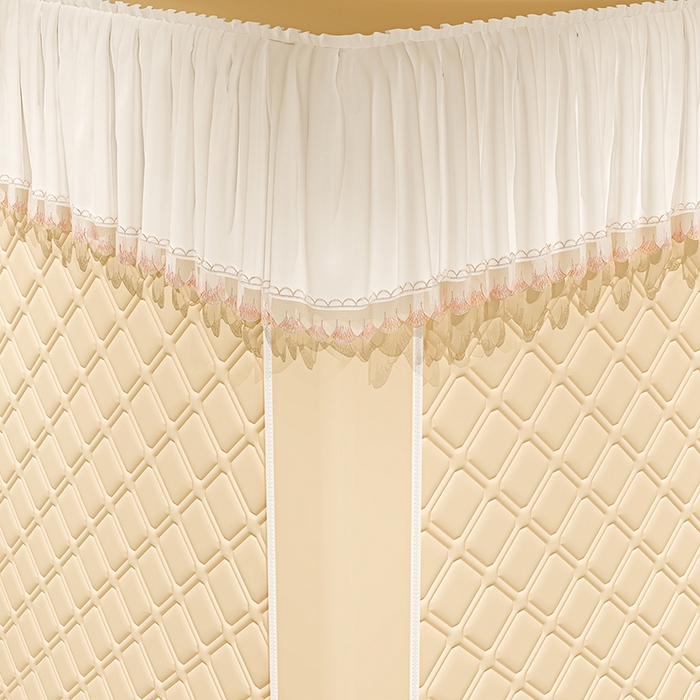 91家纺网 家纺一手货源 找家纺 海虹蚊帐 2025新款加高内穿U型三门2402保暖款夹棉防尘顶坐床蚊帐 米色