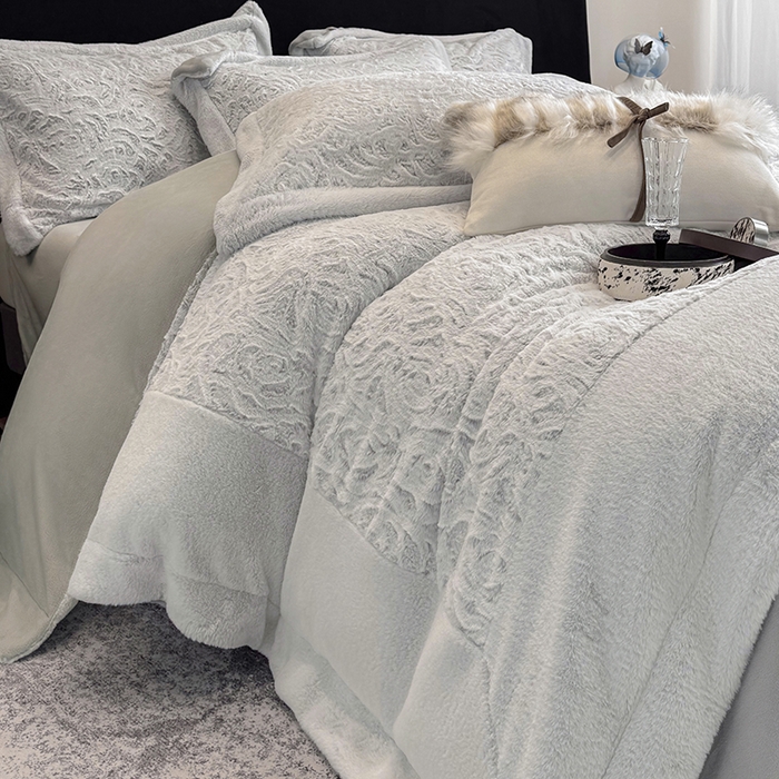 91家纺网 家纺一手货源 找家纺 （总）丞音家纺 11斤新款秋冬A类轻奢皮草绒加厚保暖水貂绒牛奶绒床上用品珊瑚绒四件套床单被套