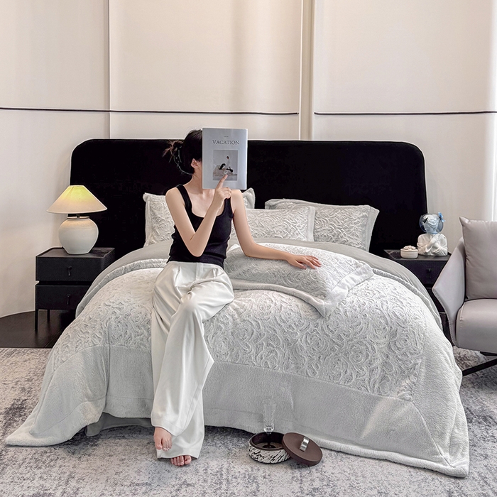 91家纺网 家纺一手货源 找家纺 （总）丞音家纺 11斤新款秋冬A类轻奢皮草绒加厚保暖水貂绒牛奶绒床上用品珊瑚绒四件套床单被套