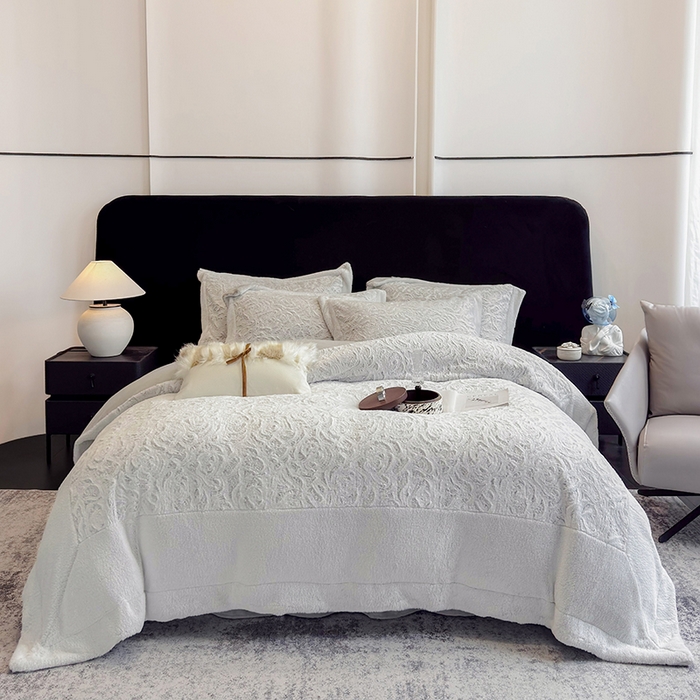 91家纺网 家纺一手货源 找家纺 丞音家纺 11斤新款秋冬A类轻奢皮草绒加厚保暖水貂绒牛奶绒床上用品珊瑚绒四件套床单被套 伯恩-浅灰色