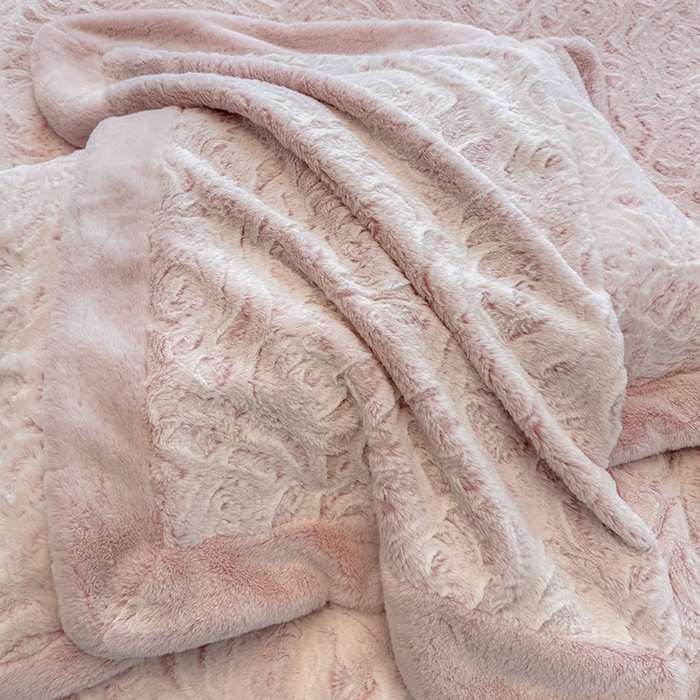 91家纺网 家纺一手货源 找家纺 丞音家纺 11斤新款秋冬A类轻奢皮草绒加厚保暖水貂绒牛奶绒床上用品珊瑚绒四件套床单被套 伯恩-温柔粉