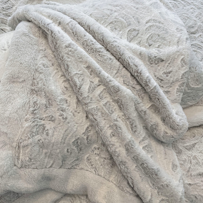 91家纺网 家纺一手货源 找家纺 丞音家纺 11斤新款秋冬A类轻奢皮草绒加厚保暖水貂绒牛奶绒床上用品珊瑚绒四件套床单被套 伯恩-浅灰色