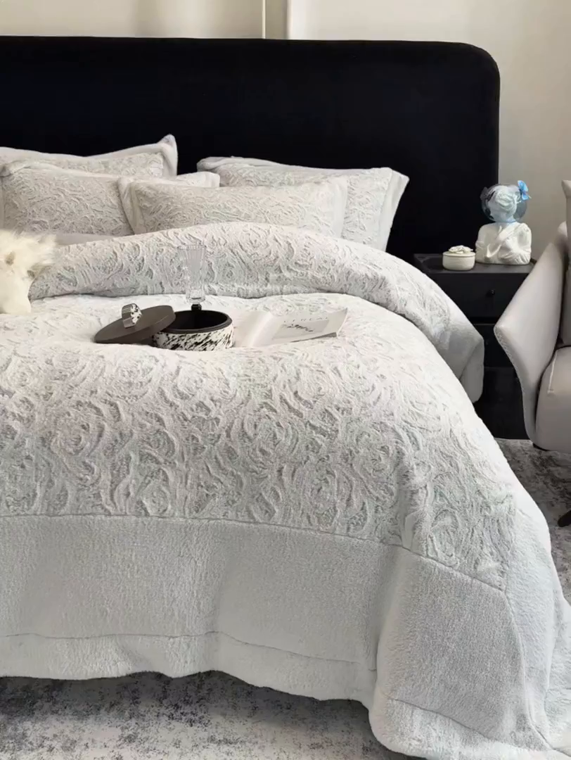 91家纺网 家纺一手货源 找家纺 （总）丞音家纺 11斤新款秋冬A类轻奢皮草绒加厚保暖水貂绒牛奶绒床上用品珊瑚绒四件套床单被套