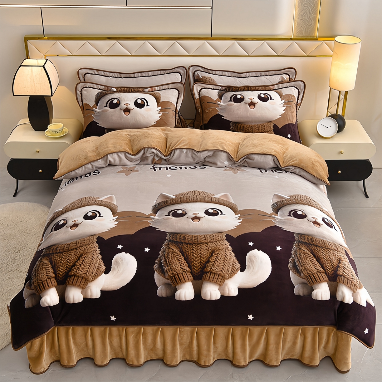 91家纺网 家纺一手货源 找家纺 （总）沐妍家纺 2025新款8斤加厚保暖金貂绒牛奶绒印花四件套