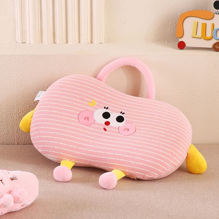 金牛枕芯 2025新款针织暖绒记忆棉手提猫肚枕头枕芯 手提猫-粉色