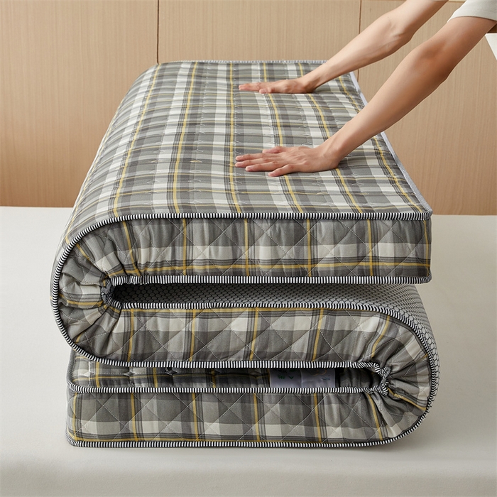 91家纺网 家纺一手货源 找家纺 美芝莱床垫 2025新款立体棉花床垫【带有买家秀】针织抗菌支撑床垫 格子灰（5.5cm）