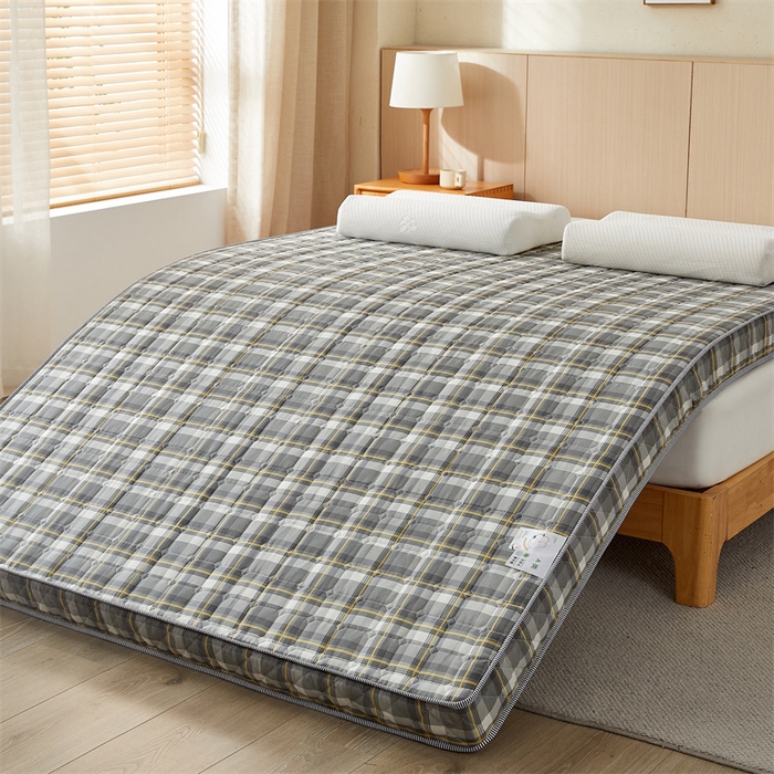 91家纺网 家纺一手货源 找家纺 美芝莱床垫 2025新款立体棉花床垫【带有买家秀】针织抗菌支撑床垫 格子灰（5.5cm）