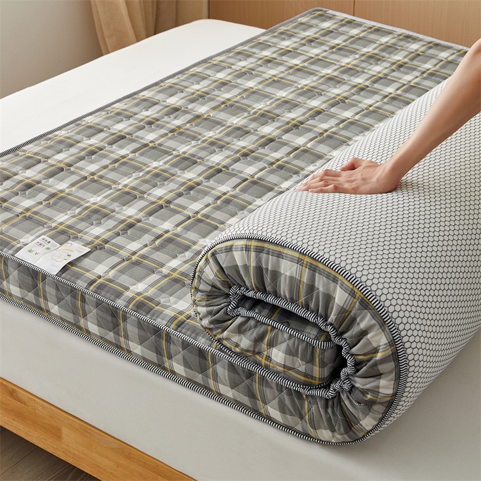 91家纺网 家纺一手货源 找家纺 美芝莱床垫 2025新款立体棉花床垫【带有买家秀】针织抗菌支撑床垫 格子灰（5.5cm）