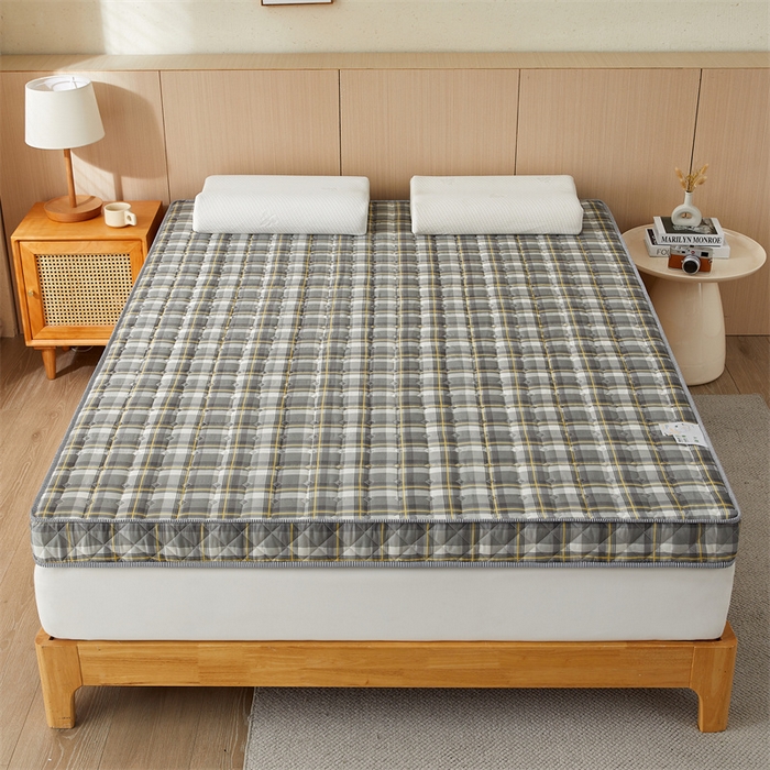 91家纺网 家纺一手货源 找家纺 美芝莱床垫 2025新款立体棉花床垫【带有买家秀】针织抗菌支撑床垫 格子灰（5.5cm）