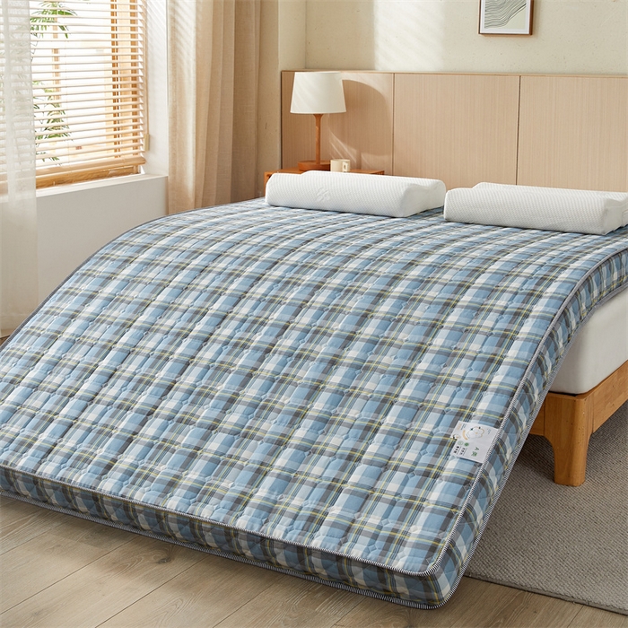 91家纺网 家纺一手货源 找家纺 美芝莱床垫 2025新款立体棉花床垫【带有买家秀】针织抗菌支撑床垫 格子蓝（5.5cm）