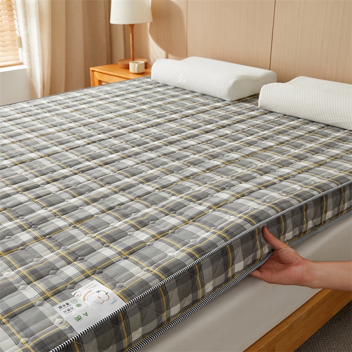 91家纺网 家纺一手货源 找家纺 美芝莱床垫 2025新款立体棉花床垫【带有买家秀】针织抗菌支撑床垫 格子灰（5.5cm）