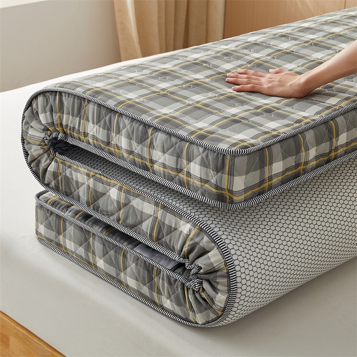 91家纺网 家纺一手货源 找家纺 美芝莱床垫 2025新款立体棉花床垫【带有买家秀】针织抗菌支撑床垫 格子灰（5.5cm）