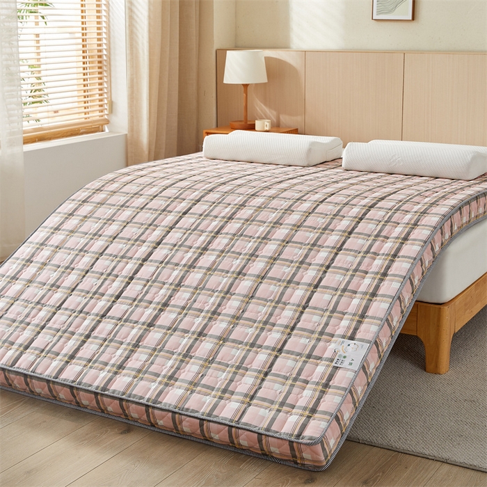 91家纺网 家纺一手货源 找家纺 美芝莱床垫 2025新款立体棉花床垫【带有买家秀】针织抗菌支撑床垫 格子粉（5.5cm）