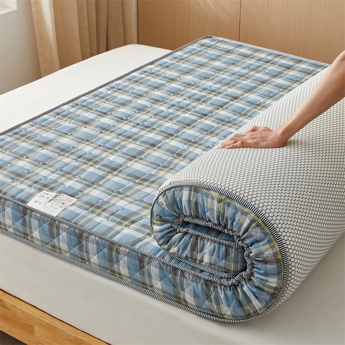 91家纺网 家纺一手货源 找家纺 美芝莱床垫 2025新款立体棉花床垫【带有买家秀】针织抗菌支撑床垫 格子蓝（5.5cm）