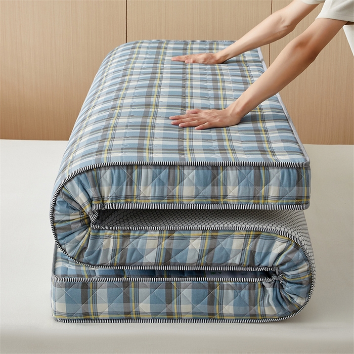 91家纺网 家纺一手货源 找家纺 美芝莱床垫 2025新款立体棉花床垫【带有买家秀】针织抗菌支撑床垫 格子蓝（5.5cm）