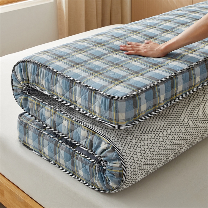 91家纺网 家纺一手货源 找家纺 美芝莱床垫 2025新款立体棉花床垫【带有买家秀】针织抗菌支撑床垫 格子蓝（5.5cm）