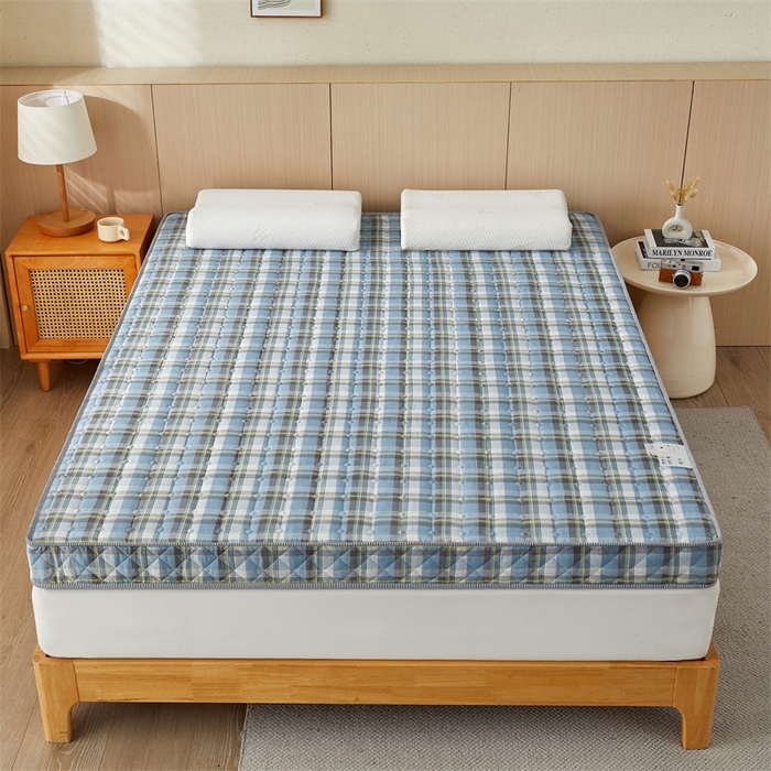 91家纺网 家纺一手货源 找家纺 美芝莱床垫 2025新款立体棉花床垫【带有买家秀】针织抗菌支撑床垫 格子蓝（5.5cm）