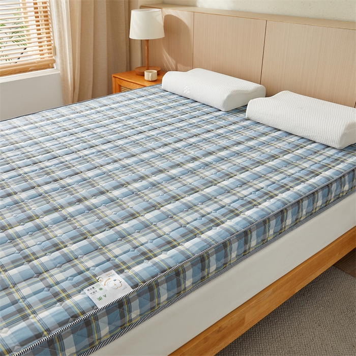 91家纺网 家纺一手货源 找家纺 美芝莱床垫 2025新款立体棉花床垫【带有买家秀】针织抗菌支撑床垫 格子蓝（5.5cm）