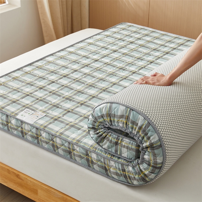 91家纺网 家纺一手货源 找家纺 美芝莱床垫 2025新款立体棉花床垫【带有买家秀】针织抗菌支撑床垫 格子绿（5.5cm）