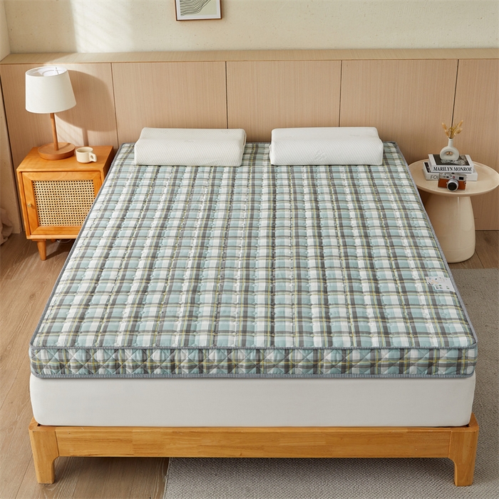 91家纺网 家纺一手货源 找家纺 美芝莱床垫 2025新款立体棉花床垫【带有买家秀】针织抗菌支撑床垫 格子绿（5.5cm）