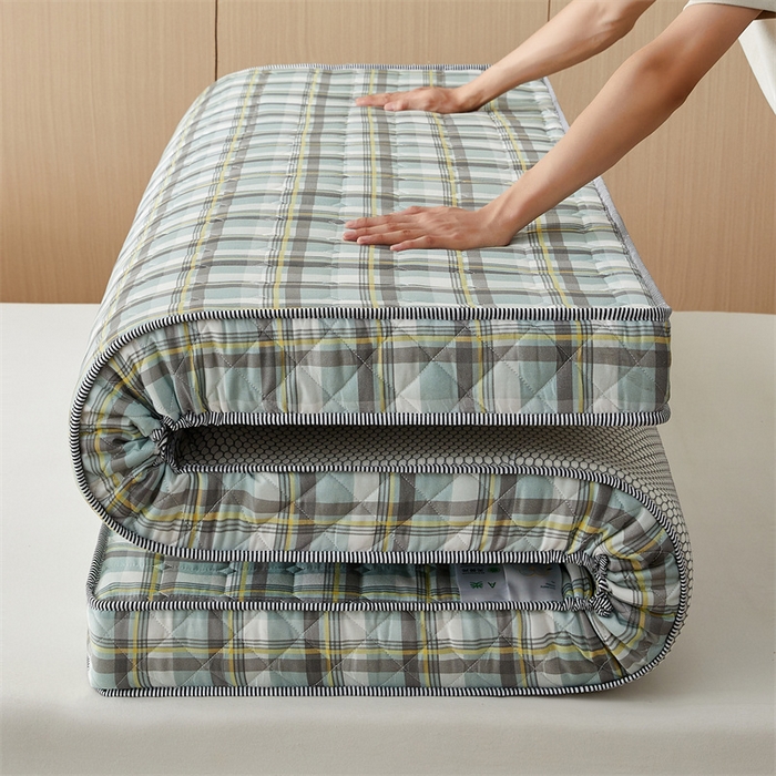 91家纺网 家纺一手货源 找家纺 美芝莱床垫 2025新款立体棉花床垫【带有买家秀】针织抗菌支撑床垫 格子绿（5.5cm）