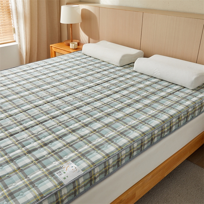 91家纺网 家纺一手货源 找家纺 美芝莱床垫 2025新款立体棉花床垫【带有买家秀】针织抗菌支撑床垫 格子绿（5.5cm）
